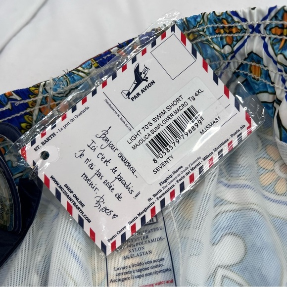 SAINT BARTH MC2 Light fabric mens swim shorts maiolica sunflower macro print - Picture 6 of 6